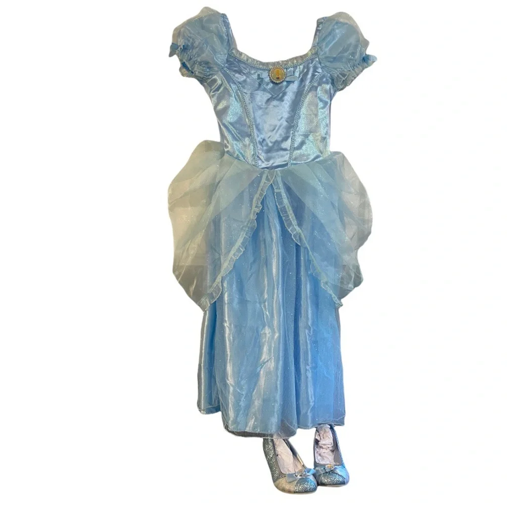 Disney Cinderella Dress Up Halloween princess Costume Shoes Jewelry Purse Lot
